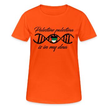 love my dns dna land country Palestine palestina - Women's Breathable T-Shirt - neon orange - Front - AI Model Female 172 dark (172cm)