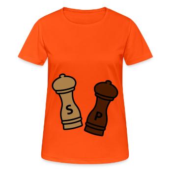 Sel et poivre / idée cadeau chef amateur / épice - T-shirt respirant Femme - orange néon - Devant - AI Model Female 172 dark (172cm)