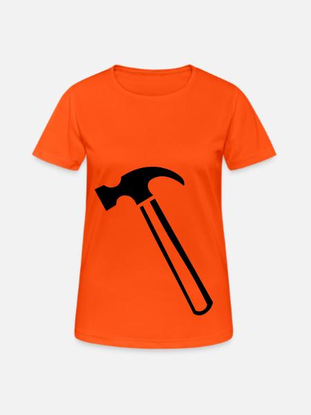 Idée cadeau outil marteau - T-shirt respirant Femme - orange néon