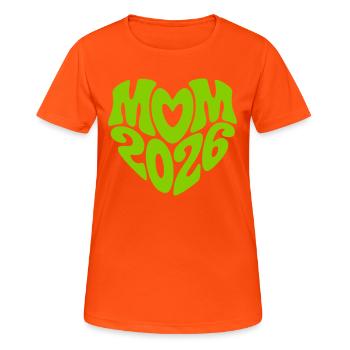 Mom 2026 Heart Shape Mom Baby Heart Shape Mom 2026 - Women's Breathable T-Shirt - neon orange - Front - AI Model Female 172 dark (172cm)