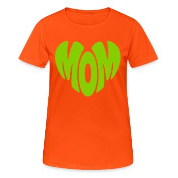 Mom Herz Form Mama Herzform Muttertag Geschenk - Frauen T-Shirt atmungsaktiv - Neonorange - Vorne - AI Model Female 172 dark (172cm)