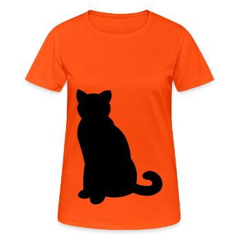 Chat noir simple - chat noir simple - T-shirt respirant Femme - orange néon - Devant - AI Model Female 172 dark (172cm)