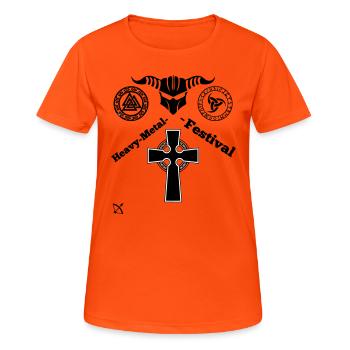 Heavy Metal - Frauen T-Shirt atmungsaktiv - Neonorange - Vorne - AI Model Female 172 dark (172cm)