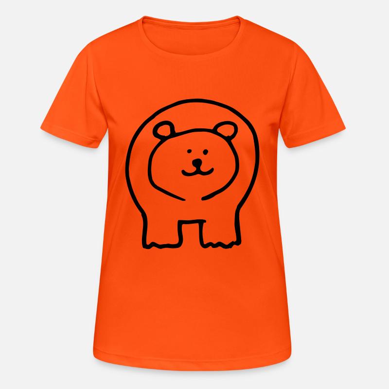 Bear printed 2 sides - Women's Breathable T-Shirt - neon orange