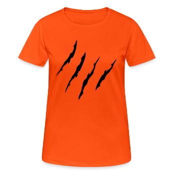 Kratzspur - Frauen T-Shirt atmungsaktiv - Neonorange - Vorne - AI Model Female 172 dark (172cm)