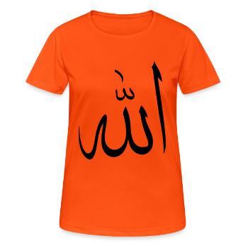 allah Allah muslim arab symbol islam - Frauen T-Shirt atmungsaktiv - Neonorange - Vorne - AI Model Female 172 dark (172cm)