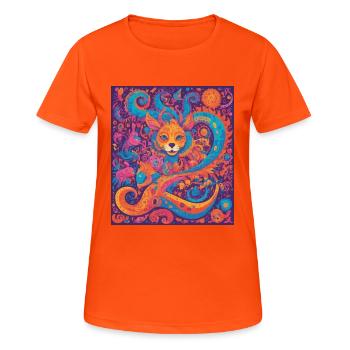 Ein fantastisches Wesen in einer bunten WeltFantast - Frauen T-Shirt atmungsaktiv - Neonorange - Vorne - AI Model Female 172 dark (172cm)