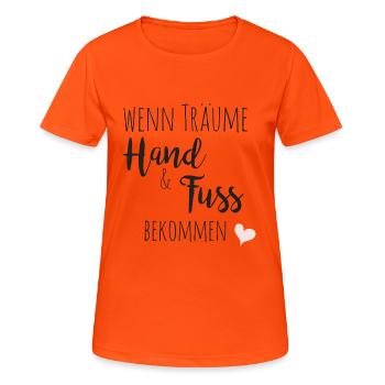 Wenn Träume Hand und Fuß bekommen - Teil 1 - Frauen T-Shirt atmungsaktiv - Neonorange - Vorne - AI Model Female 172 dark (172cm)