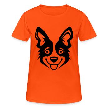 Happy Shiba Inu Chien Langue tendue - T-shirt respirant Femme - orange néon - Devant - AI Model Female 172 dark (172cm)
