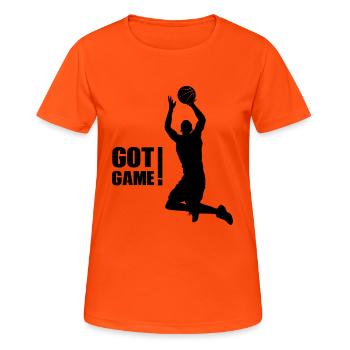 basketball - Women's Breathable T-Shirt - neon orange - Front - AI Model Female 172 dark (172cm)