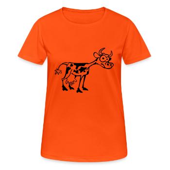 Vache - T-shirt respirant Femme - orange néon - Devant - AI Model Female 172 dark (172cm)
