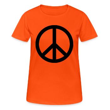weltfrieden auf erden world peace on earth love145 - Frauen T-Shirt atmungsaktiv - Neonorange - Vorne - AI Model Female 172 dark (172cm)