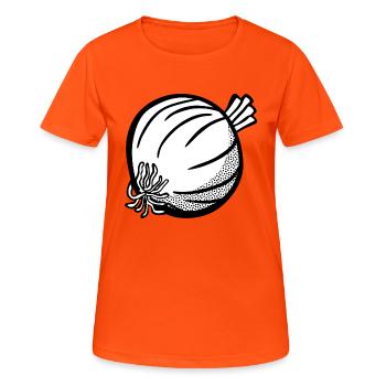 zwiebeln onion halloween gemuese vegetables14 - Frauen T-Shirt atmungsaktiv - Neonorange - Vorne - AI Model Female 172 dark (172cm)