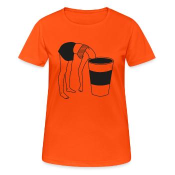COFFE BREAK - Women's Breathable T-Shirt - neon orange - Front - AI Model Female 172 dark (172cm)