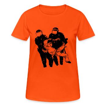 police - T-shirt respirant Femme - orange néon - Devant - AI Model Female 172 dark (172cm)