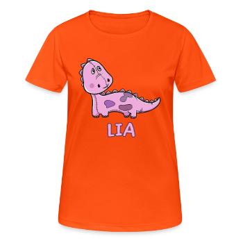 Dinosaurier lustig Kind Lia Geschenk Geburtstag Ko - Frauen T-Shirt atmungsaktiv - Neonorange - Vorne - AI Model Female 172 dark (172cm)