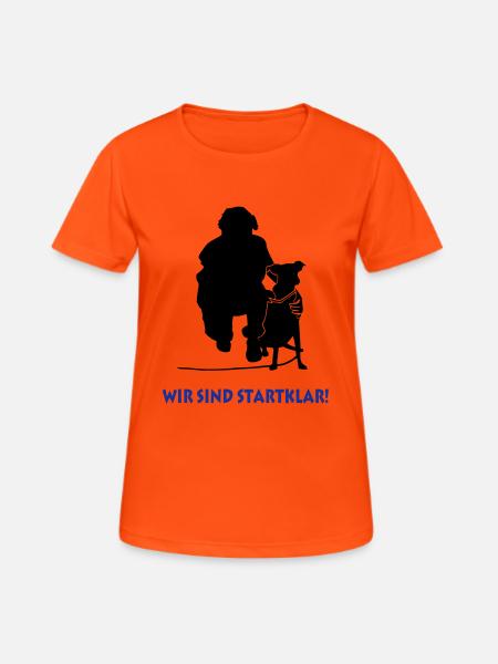 Hund am Ansatz - Frauen T-Shirt atmungsaktiv - Neonorange