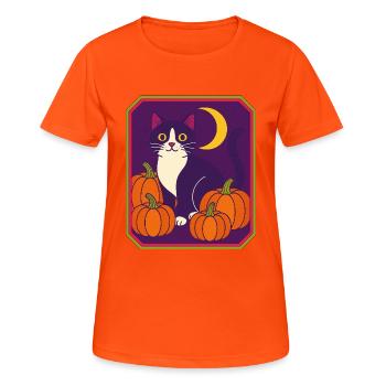 Smoking encadré Cat Moon - T-shirt respirant Femme - orange néon - Devant - AI Model Female 172 dark (172cm)