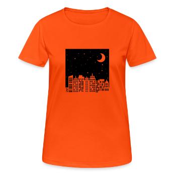 Nachthimmel Skyline - Frauen T-Shirt atmungsaktiv - Neonorange - Vorne - AI Model Female 172 dark (172cm)