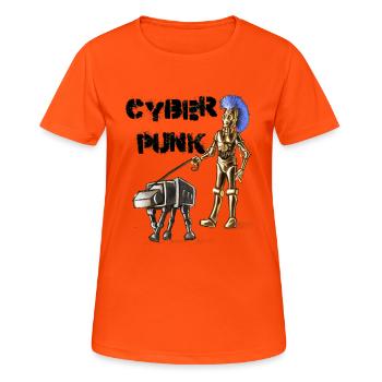 cyberpunk - T-shirt respirant Femme - orange néon - Devant - AI Model Female 172 dark (172cm)