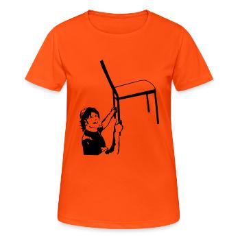 Stuhltanz - Schatzi schenk mir ein Foto - Frauen T-Shirt atmungsaktiv - Neonorange - Vorne - AI Model Female 172 dark (172cm)