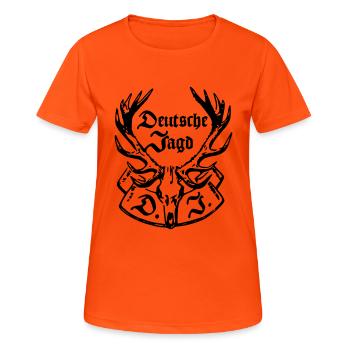 Wappen Deutsche Jagd - Frauen T-Shirt atmungsaktiv - Neonorange - Vorne - AI Model Female 172 dark (172cm)