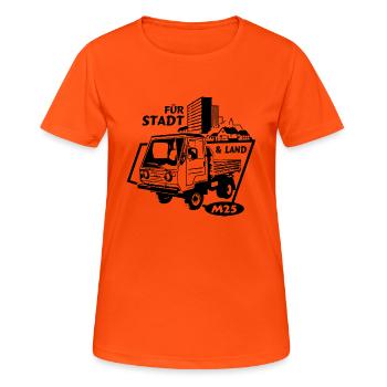 Multicar M25 IFA Mobile - Frauen T-Shirt atmungsaktiv - Neonorange - Vorne - AI Model Female 172 dark (172cm)