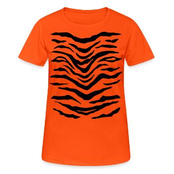 Déguisement Tigre Déguisement Tigre Motif Rayures - T-shirt respirant Femme - orange néon - Devant - AI Model Female 172 dark (172cm)
