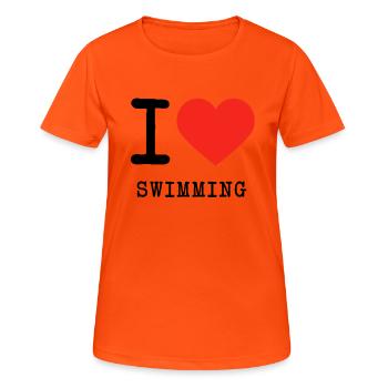 J'aime nager - T-shirt respirant Femme - orange néon - Devant - AI Model Female 172 dark (172cm)