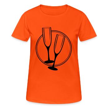 sekt glaeser - Frauen T-Shirt atmungsaktiv - Neonorange - Vorne - AI Model Female 172 dark (172cm)