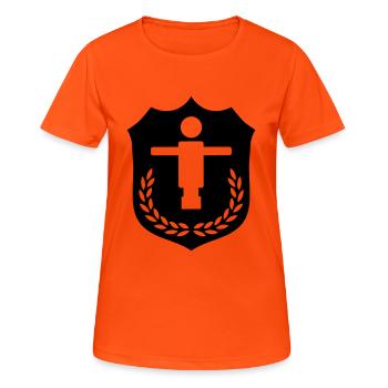 Kicker Wappen - Frauen T-Shirt atmungsaktiv - Neonorange - Vorne - AI Model Female 172 dark (172cm)