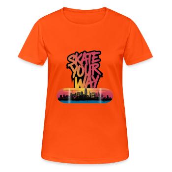 SKATE YOUR WAY - Women's Breathable T-Shirt - neon orange - Front - AI Model Female 172 dark (172cm)