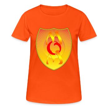 Superhelden haben 3 Buchstaben MOM - Frauen T-Shirt atmungsaktiv - Neonorange - Vorne - AI Model Female 172 dark (172cm)