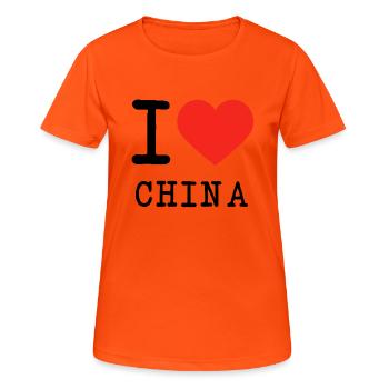 J'aime la Chine - T-shirt respirant Femme - orange néon - Devant - AI Model Female 172 dark (172cm)