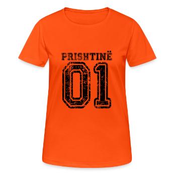 Prishtine 01, Pristina 01 Albanais du Kosovo cadeau - T-shirt respirant Femme - orange néon - Devant - AI Model Female 172 dark (172cm)
