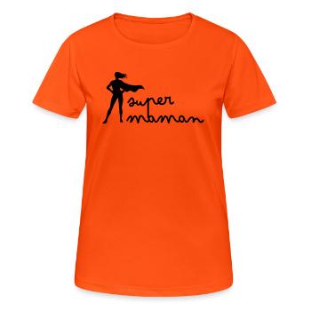 Super Mama - Frauen T-Shirt atmungsaktiv - Neonorange - Vorne - AI Model Female 172 dark (172cm)