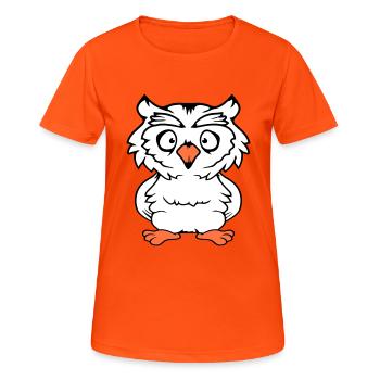 Eule Vogel Uhu Nachtvogel Schleiereule Kauz Comic - Frauen T-Shirt atmungsaktiv - Neonorange - Vorne - AI Model Female 172 dark (172cm)