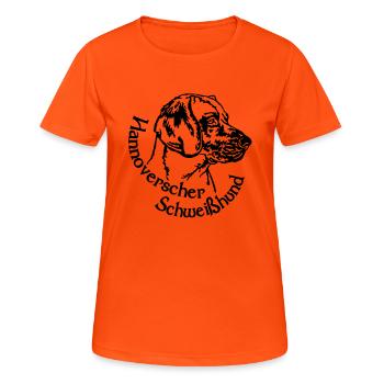 425 Hanovrien Hound - T-shirt respirant Femme - orange néon - Devant - AI Model Female 172 dark (172cm)