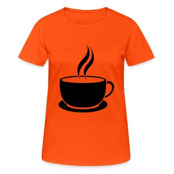 Cafe-Tasse - Frauen T-Shirt atmungsaktiv - Neonorange - Vorne - AI Model Female 172 dark (172cm)