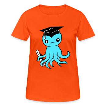 Oktopus Schulabschluss Abitur bestanden College - Frauen T-Shirt atmungsaktiv - Neonorange - Vorne - AI Model Female 172 dark (172cm)