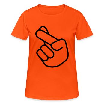 Fingers Crossed - Frauen T-Shirt atmungsaktiv - Neonorange - Vorne - AI Model Female 172 dark (172cm)