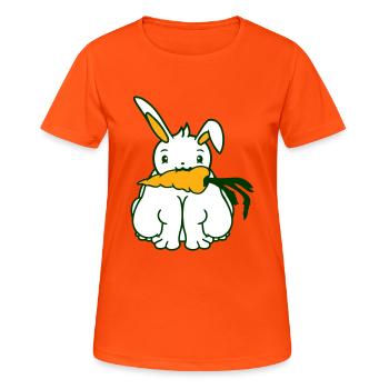 Lapin Carotte Carotte Manger Bouche Faim Obésité - T-shirt respirant Femme - orange néon - Devant - AI Model Female 172 dark (172cm)