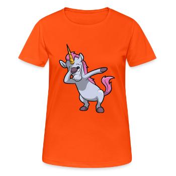 Tamponnant Unicorn enfant drôle cadeau d'anniversaire - T-shirt respirant Femme - orange néon - Devant - AI Model Female 172 dark (172cm)