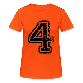 4 - Nummer - Frauen T-Shirt atmungsaktiv - Neonorange - Vorne - AI Model Female 172 dark (172cm)