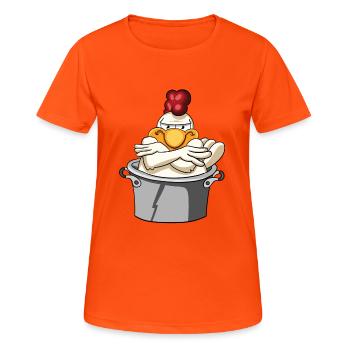 Poulet coq de volaille - T-shirt respirant Femme - orange néon - Devant - AI Model Female 172 dark (172cm)