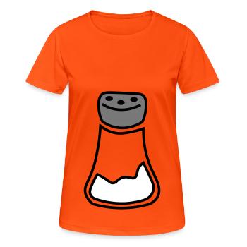 Geschenkidee Salzstreuer - Salz und Pfeffer - Frauen T-Shirt atmungsaktiv - Neonorange - Vorne - AI Model Female 172 dark (172cm)