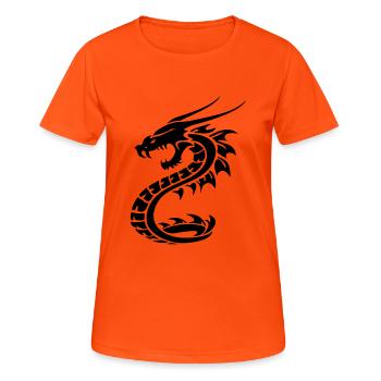 Drache Dragon 2 - Frauen T-Shirt atmungsaktiv - Neonorange - Vorne - AI Model Female 172 dark (172cm)