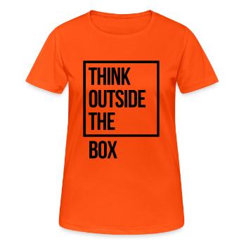 THINK OUTSIDE THE BOX - T-shirt respirant Femme - orange néon - Devant - AI Model Female 172 dark (172cm)