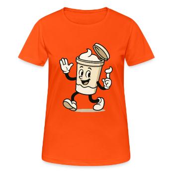 Cream Mug Comic - Women's Breathable T-Shirt - neon orange - Front - AI Model Female 172 dark (172cm)