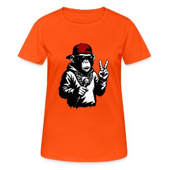 Cooler Affe - Frauen T-Shirt atmungsaktiv - Neonorange - Vorne - AI Model Female 172 dark (172cm)